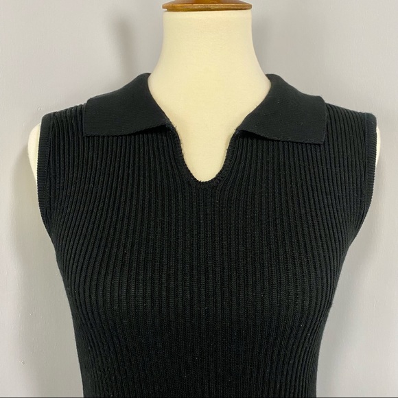 Vintage 90's Black Ribbed Knit Sweater Dress - Picture 2 of 9